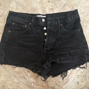 agolde black denim shorts